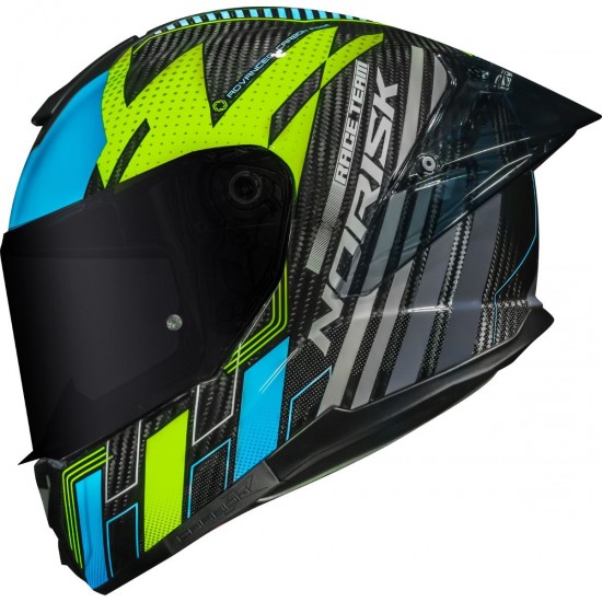 CAPACETE NORISK CARBON R TEAM AZUL E AMARELO